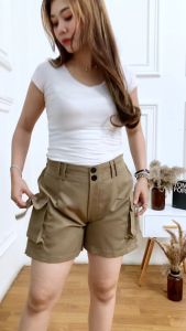 Hotpant Celana Pendek Cargo Wanita Bahan Non Strech