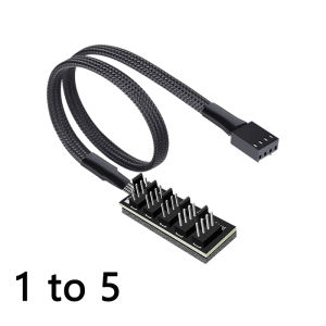 1 to 5/6 PWM Fan Hub PC CPU Cooling 4PIN Fan Power Cable Hub Adapter Sleeved Case Splitter for Computer Cooler Case Fans