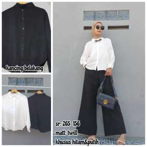 Kemeja Wanita Lengan Panjang | Kemeja Kantor | Kemeja OversiProdukze | Atasan Kemeja Wanita | Kemeja Basic | Kemeja Rayon twill | kemeja Twill Hitam Putih