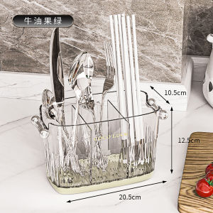 2024 New Hanging Wall Mounted Kitchen Storage Box Drainable Chopsticks Holder No Drilling Required Plastic Kitchen Organizer