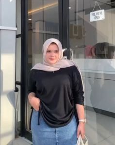 VALEN KHUSUS JUMBO - Crop serut samping kiri & kanan lengan panjang kerut tali top knit korea