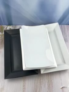 จานเซรามิค จานเปลเหลี่ยม สีขาว/สีดำ มีให้เลือก 3 ขนาด 6.25 x 12 นิ้ว 7.6 x 12 นิ้ว และ 7.5 x 13.75 นิ้ว