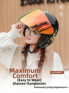 AIS | 3C Certified Safe Womens Cute Four Seasons Electric Bike Half Helmet