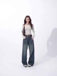 Womens American Vintage Curved Balloon Jeans Loose Curved Leg Denim Trousers