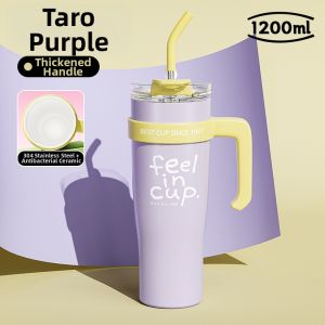 Thermal Insulated Cup Large Capacity  With Ceramic Lining & Straw Easy for Drinking Ice Masterpiece