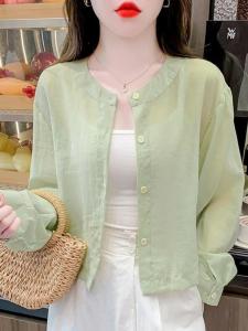 NUANKONG | Lightweight Silk Casual Short Shirt for Petite Sun-Protection