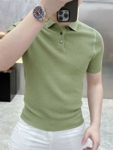 Áo Thun Polo Dệt Kim Thường Ngày Mùa Hè 2025 Cho Nam Thời Trang Đa Năng Cổ Polo Tay Ngắn Mỏng Chất Lượng Cao Cấp