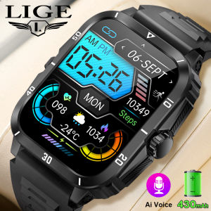 LIGE Military Smart Watch Men Waterproof Outdoor Sports Fitness Tracker Health Monitor Bluetooth Call Smart Men Watches