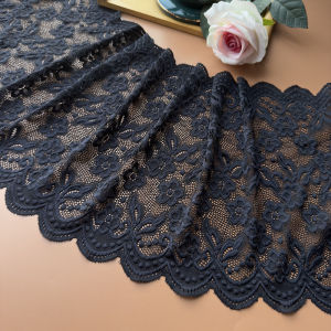 French Single Boutique Black Stretch Lace Accessories Tube Top Clothing Skirt Hem Patchwork Fabric Widened 30cm
