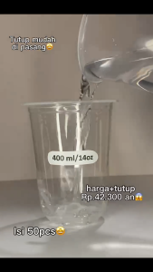 【100 PCS】U Cup Oval Thinwall PP 14oz 400ml / Gelas Plastik Bening / Gelas Boba /TUTUP CEMBUNG LID DOME