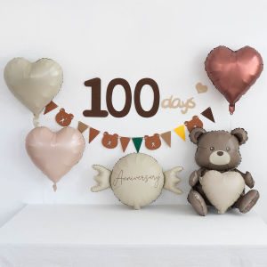 Baby 100 Days Old One Year Old Layout New Arrival Frosted Cream Cake Aluminum Film Balloon Kids Birthday Party Decorations