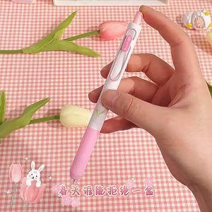 6PCS Tulip Neutral Pen 0.5mm Gel Pen Black Ink Ballpen Writing Supplies