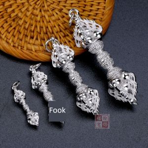 Sterling Silver Tangmi Dharma-Vessel Couple Pendant New Product Vajra