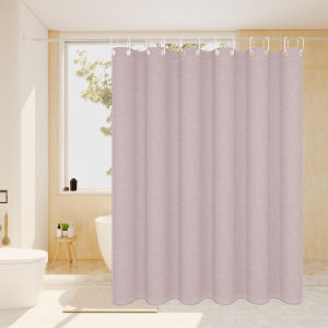 Pink Imitation Linen Shower Curtain Durable & Elegant Bathroom Privacy Screen