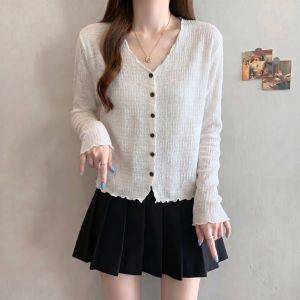 AIYITI | Áo Thun Dài Tay Chất Liệu Lụa Mát Mẻ Đồ Ren Kích Thước Lớn
