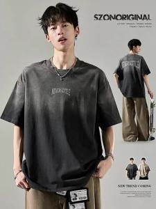 SZON | Retro Gradient Washed Cotton Short Sleeve T Shirt