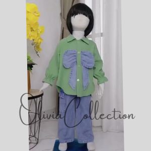 Lovita set anak celana cargo jeans wash buffy anak perempuan usia 3 - 12 tahun oneset lavana anak pita jeans wash terbaru ratih set jeans wash buffy set pita kupu kupu jeans wash - COD