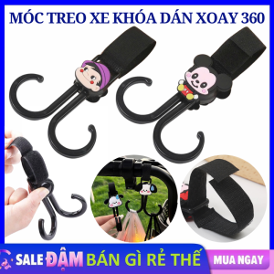 Móc Treo Đồ Gắn Xe Đạp Xe Đẩy Khóa Dán Xoay 360 Độ Chống Rơi Tiện Lợi - Móc Đôi Treo Xe Đẩy Nhỏ Gọn - Móc Gắn Xe Oto Xe Đạp Điện Tiện Dụng