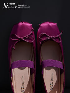 เลอ มูร์มูเร ผ้าไหม ผ้าซาติน รองเท้าบัลเล่ต์ ผู้หญิง รองเท้าเดี่ยว สไตล์อิตาลี ฤดูใบไม้ร่วง ฤดูหนาว สินค้ามาใหม่ เรียบ สี สไตล์เฮปเบิร์น โบว์ผีเสื้อ