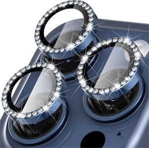 Bling Diamond Metal Camera Lens Ring Protective Cap with Tempered Glass For iPhone 11 12 13 14 15 16 Pro Max 16 Plus 13 Mini