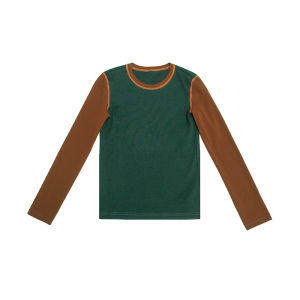 PawpawLiu Original Design Long Sleeve Girls T-Shirt Slim Fit Inner Wear Vintage Top Childrens Base Layer Shirt Casual Style