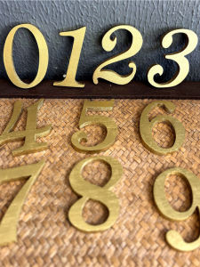 Teak Wood Carved Number House Number Blocks Villa Decoration Hollow out Arabic Numerals Wall Mounted Home Decor