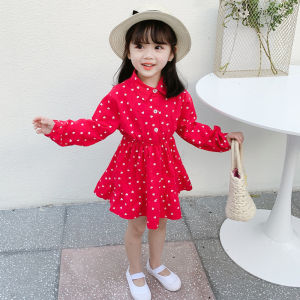 Baju anak Cewek Dress Perempuan Korean Kualitas Import Motif Polkadotte Love Usia 3-4 tahun G 08 - Model Dress Import Premium "Dress Heart to Heart" - Terbuat Dari Bahan Katun Yang Lembut (Baru, 300 gram)