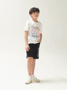 [Bộ thun BT cộc tay 03 1215] Bộ đồ bé trai Bigfox Miss Meow mùa hè cộc tay chất cotton style Hàn size đại in Football 12131415 40kg 50kg