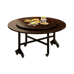 ZHUSHANXIA | Home Folding Round Dining Table with Turntable