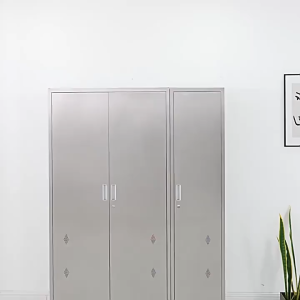 Stainless Steel Debris Storage Cabinet - Waterproof Sanitary Cleaning Tool Locker 3-Tier Shelving for Brooms Mops Balcony/Patio Organizing