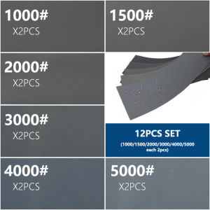 CMCP 12pcs Sandpaper Set Wet/Dry Sanding Paper 1000/1500/2000/3000/4000/5000 Grit Abrasive Tools for Car Metal Plastic Polishing