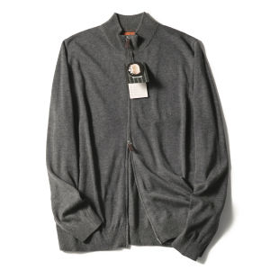 Italian Luxury Early Spring New Mens Knitted Cardigan Sweater Silk Wool Blend Long Sleeve Straight Fit Fashion Urban Style