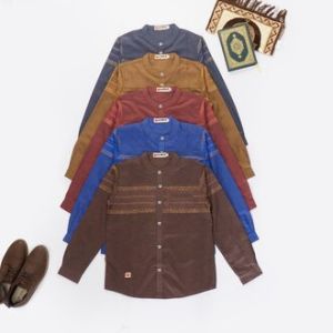 Mawar Fashion - Rasyid Kemeja Anak Laki Laki Model Koko Anak Tanggung Lengan Panjang