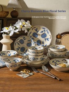 SHELI | High Aesthetic Ceramic Dinnerware Set with Rice Bowl Soup Bowl and Plate