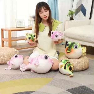 Hot Real Life Pufferfish Plush Toy Simulation Sea Animals Puffers Stuffed Toys Soft Aquarium Fish Dolls Christmas Gifts Kids