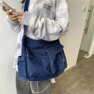 Denim Canvas Shoulder Bag Womens Summer Trendy Artistic Large Capacity Casual Crossbody Bag Versatile Ins Diagonal Bag