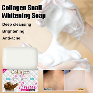 สบู่ครีมผิวขาวจากหอยทากคอลลาเจนทำความสะอาดรูขุมขนแบบล้ำลึกโฟมที่เพิ่มความกระจ่างใสและบำรุงผิวสบู่ทำมือดูแลหน้าผิวร่างกาย100กรัม