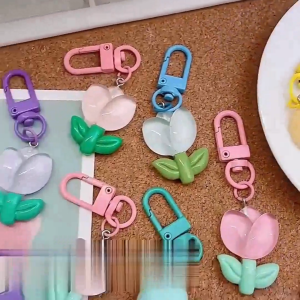 OFM-C1396 Gantungan Kunci Bunga Tulip / Keychain Gantungan Liontin Bunga Key Chain Aksesoris Tas Bag