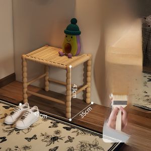 Innovative Gourd Shaped Wooden Stool Retro Style Home Entrance Slipper Changing Living Room Sofa Side Storage Bench