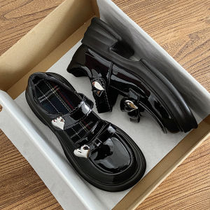 Preppy Style Heart Small Leather Shoes for Women 2024 Spring and Summer New Arrival Japanese-Style Retro Sweet Cool Flats Mary Jane Shoes