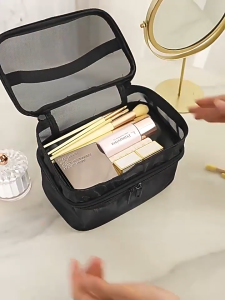 KeraSys ที่เก็บเครื่องสำอาง กระเป๋าเครื่องสำอกระเป๋าเครื่องสําอาง กระเป๋าเครื่องสําอางสําหรับเดินทาง ที่เก็บของตาข่ายโปร่งใส Make Up Organizer Bag แฟชั่น 1/2 ชั้นขนาดใหญ่ความจุกระเป๋าแป้งผู้หญิง กระเป๋าเครื่องสำอางสองชั้น ถุงตาข่าย ความจุขนาดใหญ่ แบบพกพา