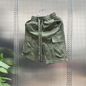 กางเกงขาสั้นชายผ้าฝ้ายทรงหลวม กางเกงขาสั้นชายชายหาดฤดูร้อน ทรงห้าส่วน สไตล์เกาหลี กางเกงขายาวทำงาน สวมใส่สบาย สำหรับผู้ชาย