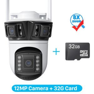 12MP 6K Three Screen WIFI IP Camera Outdoor 8MP 4K Dual Lens PTZ Camera Ai Human Detection CCTV Video Security Camera iCsee APP