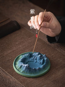 JOJOs L PD Purple Spring Valley Cloud Mist Flowing Incense Burner Ceramic Incense Holder Chinese Style Home Decoration