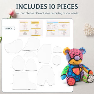 Acrylic Memory Bear Template Ruler Set Sewing Patterns for Beginners Sewing Template Teddy Bear Quilting templates 10/12/15Inch