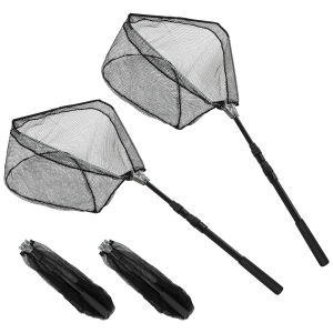 SANLIKE Retractable Folding Fishing Net Telescoping Aluminum Alloy Pole Fly Fishing Landing Net Folding Fish Landing Net Fishing Tackle Accessories