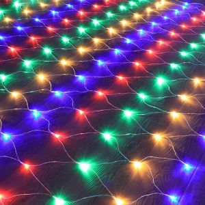 1pc 96LEDEU/US Plug LED Net Mesh String Decorative Lights1.5*1.5M Christmas Window Decoration Mesh Lights For Weddings
