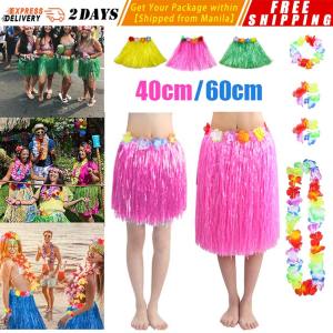❤️【Local Send Out】【40CM/60CM】Cheap Plastic Fibers girls Woman Hawaiian Hula Skirt Hula Grass costume Garland Flower Skirts Hula dress up Party Hawaii Beach ZJJ-Hawaiian-Grass-Skirt