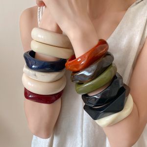 Multi-style Twisted Irregular Acrylic Bangles for Women Girl Geometric Square Wide Bracelet Couple Jewelry Accessories Gifts X