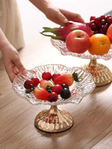 จานผลไม้แก้วคริสตัลสไตล์นอร์ดิกสุดหรู สำหรับวางบนโต๊ะกาแฟในห้องนั่งเล่น ใช้ในบ้าน ตกแต่งบ้าน ขนาด เรียบหรู ศิลปะ